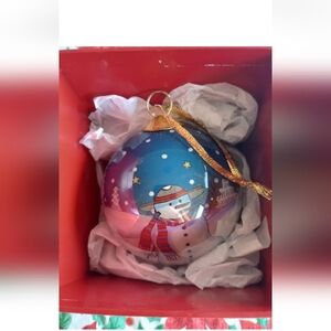 JC Penny Collection Oranment ~ Snowman & Carollers ~ Glass Ball See Description